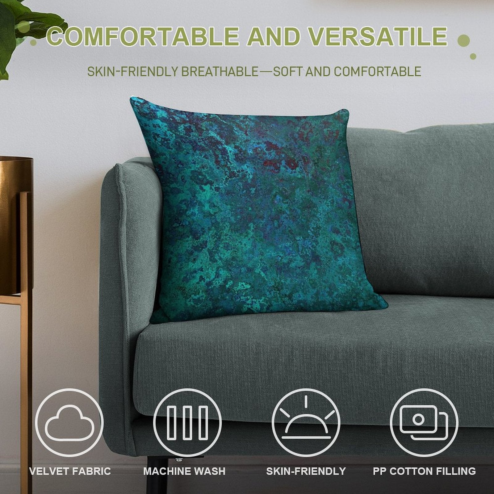 Shimmering Ocean Blue Soft Home Decor Throw Pillow