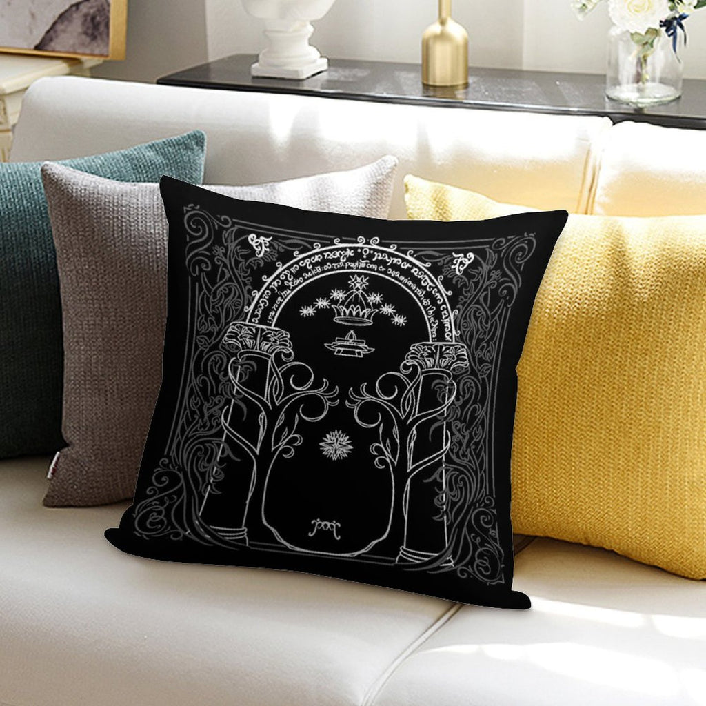 Mountain Door in The Style of J.R.R.Tolkien Soft Short Plush Fabric Throw Pillow