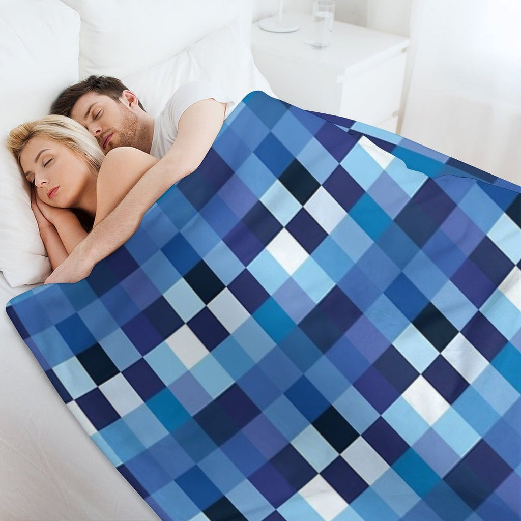 Squares Shades of Azure Eco-conscious Throw Blanket