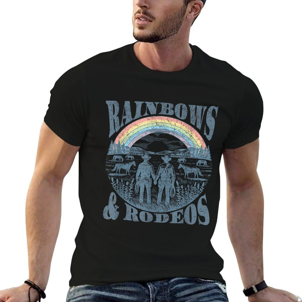 Retro Funny Rainbows And Rodeos Cowboy Trans Rights Gay LGBT  Moisture-wicking T-Shirt