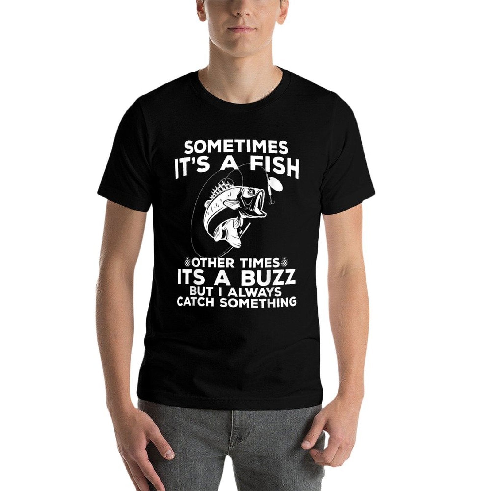 Funny Fishing Sometimes Its A Fish Fishing  Ribbed Collar T-Shirt