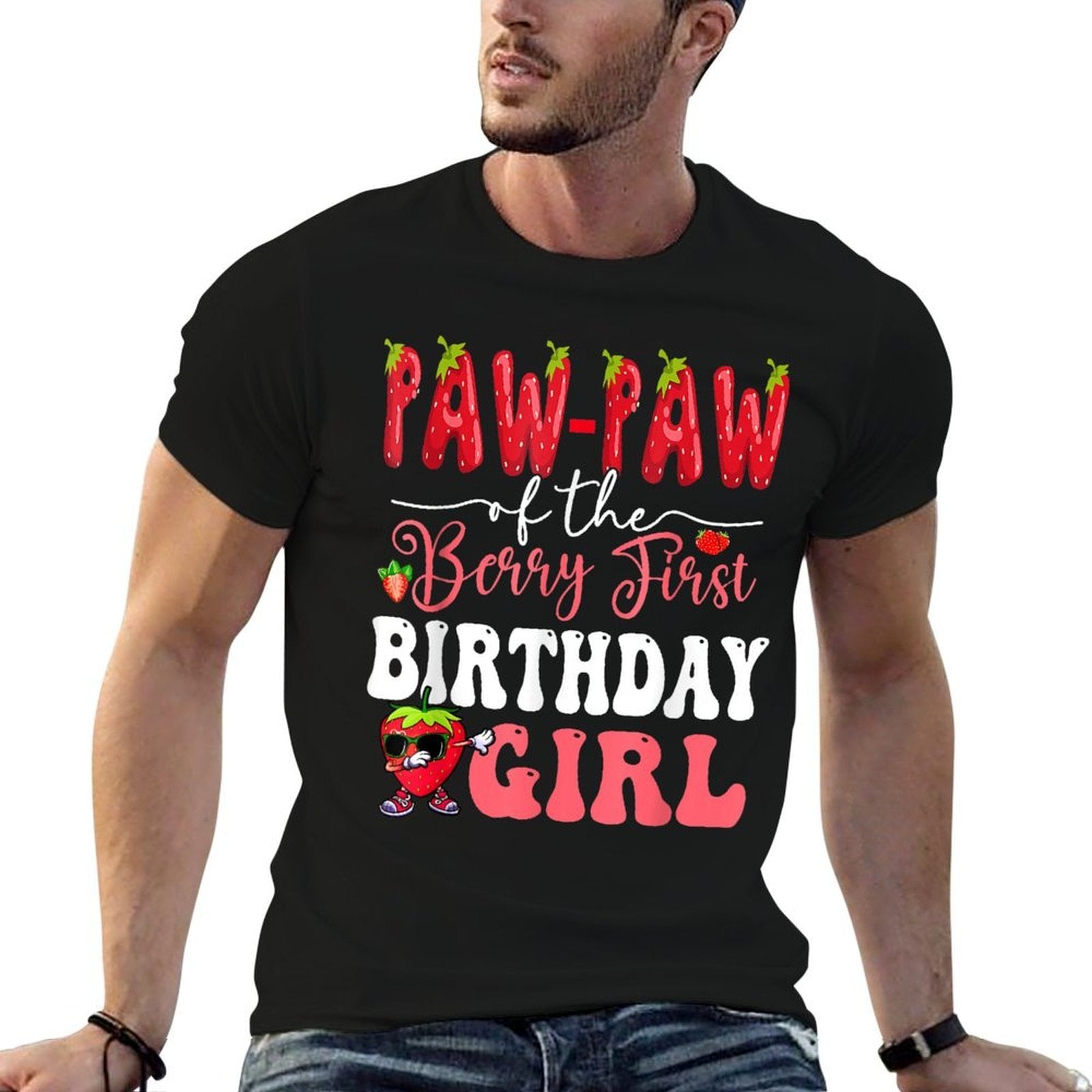 Pawpaw of Berry First Birthday Girl Sweet One Strawberry  Slim-fit Cut T-Shirt