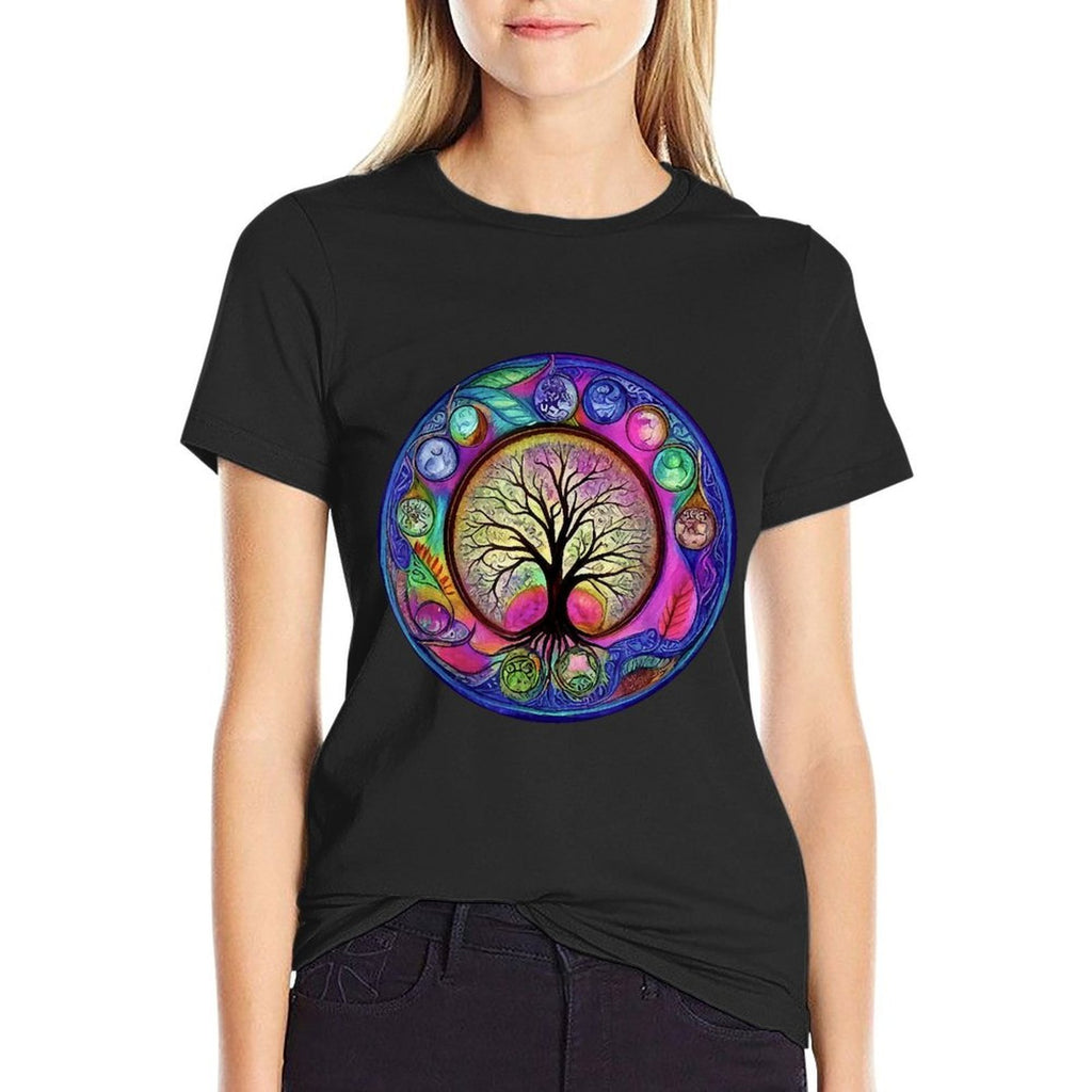 Chakra Whimsical Fantasy Tree of Life  Wrinkle-resistant T-Shirt