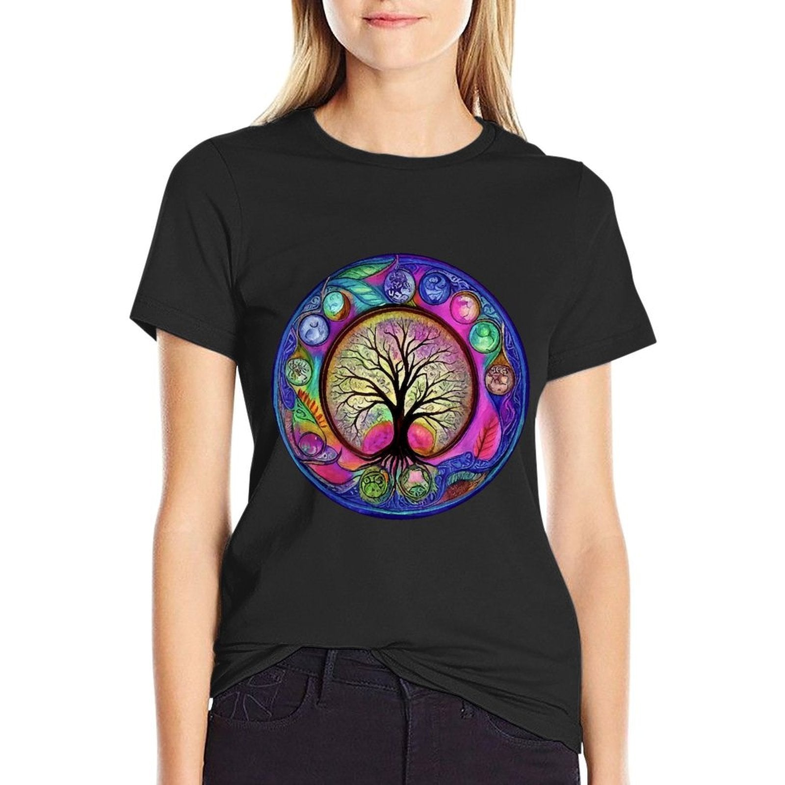 Chakra Whimsical Fantasy Tree of Life  Wrinkle-resistant T-Shirt