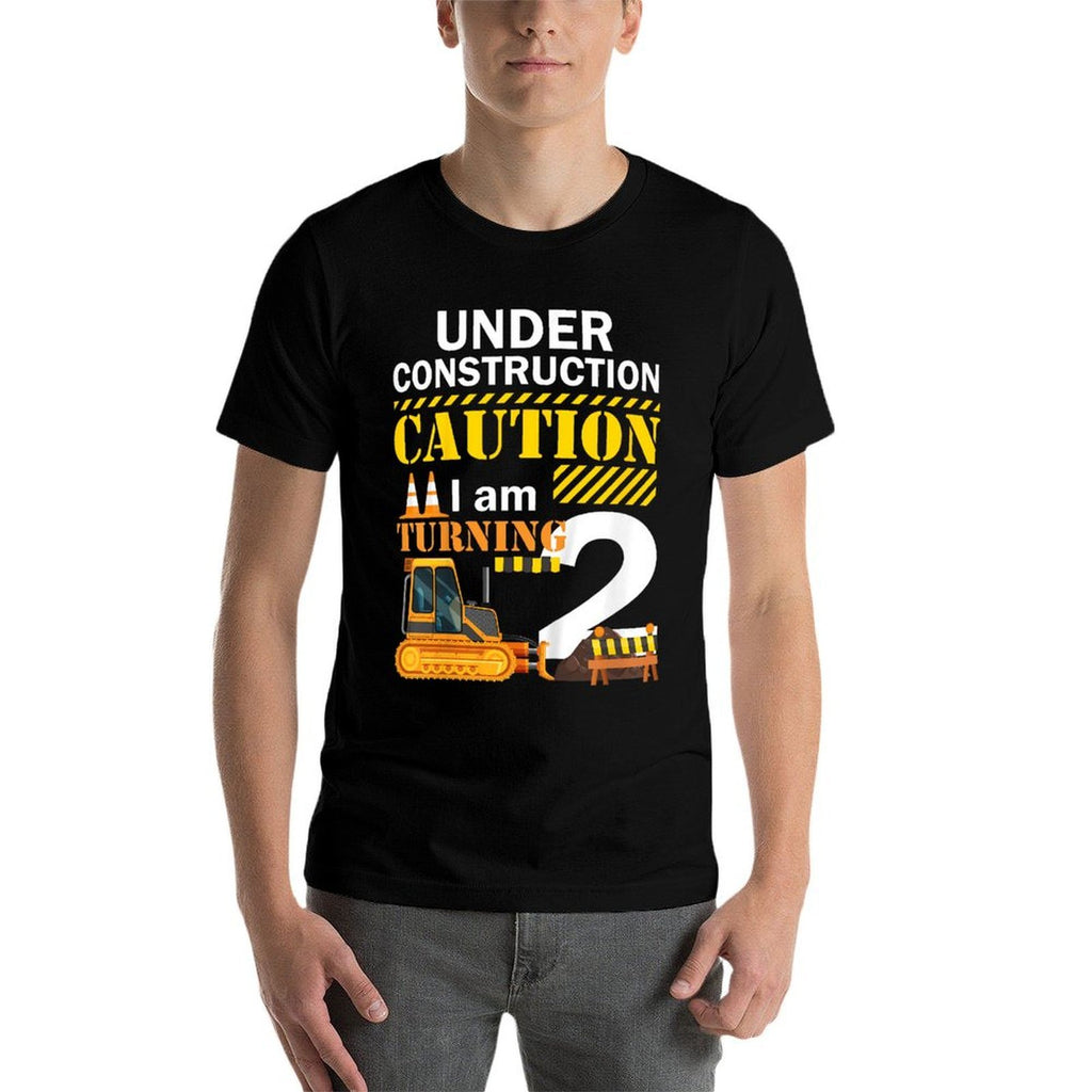 Kids 2nd Birthday Under Construction Caution I Am Turning 2  Soft T-Shirt