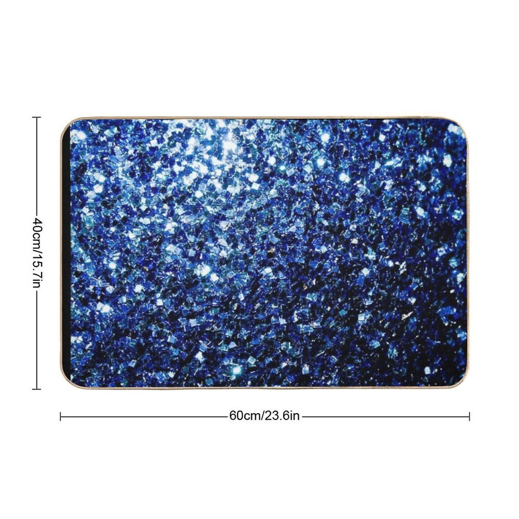 Dark Blue Faux Glitter Sparkles (Photo of Glitter - Not Reflective)  Odorless Bath Mat