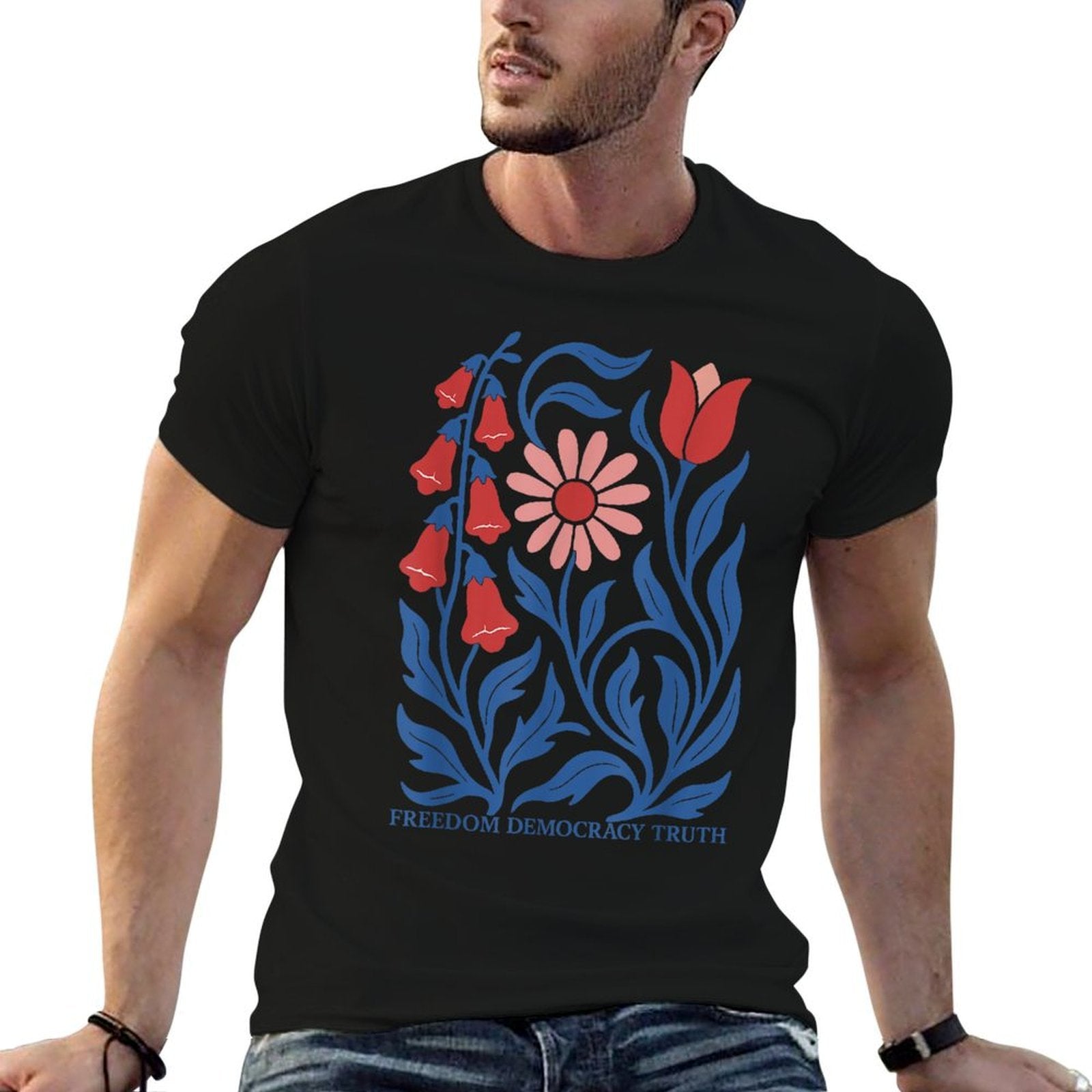 Boho Floral Freedom Democracy Truth Patriotic 4th Of July  Versatile T-Shirt