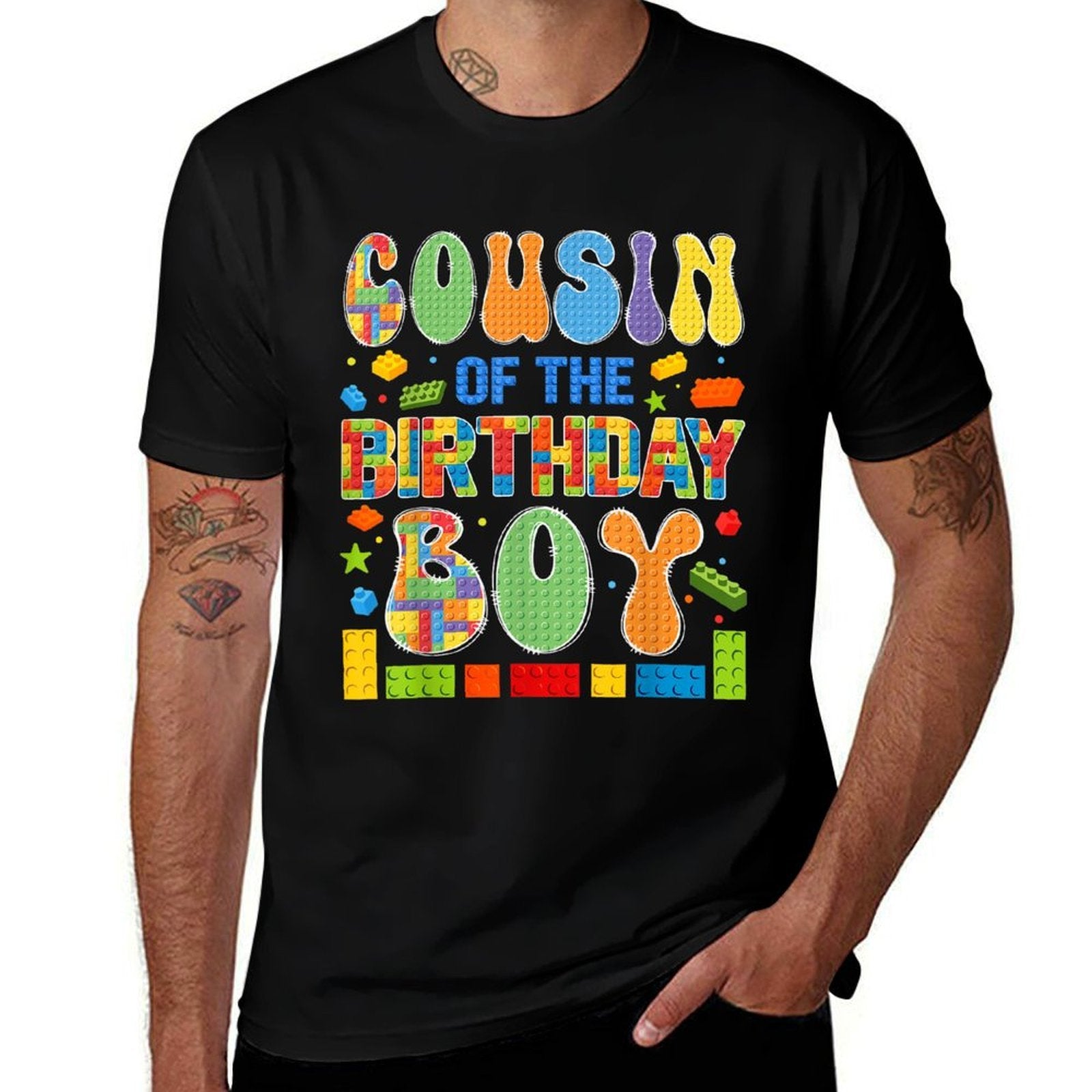 Cousin Of The Birthday Boy Building Block Birthday  Moisture-wicking T-Shirt