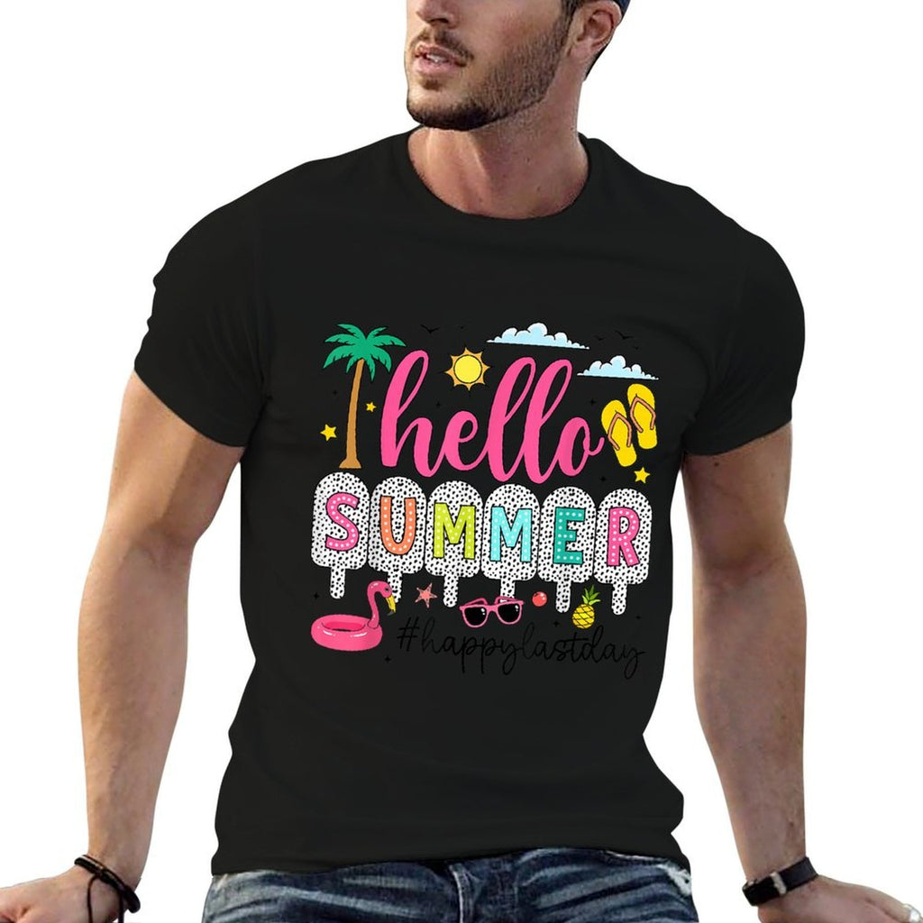 Happy Last Day of School Teacher Kids Hello Summer  Relaxed-fit T-Shirt
