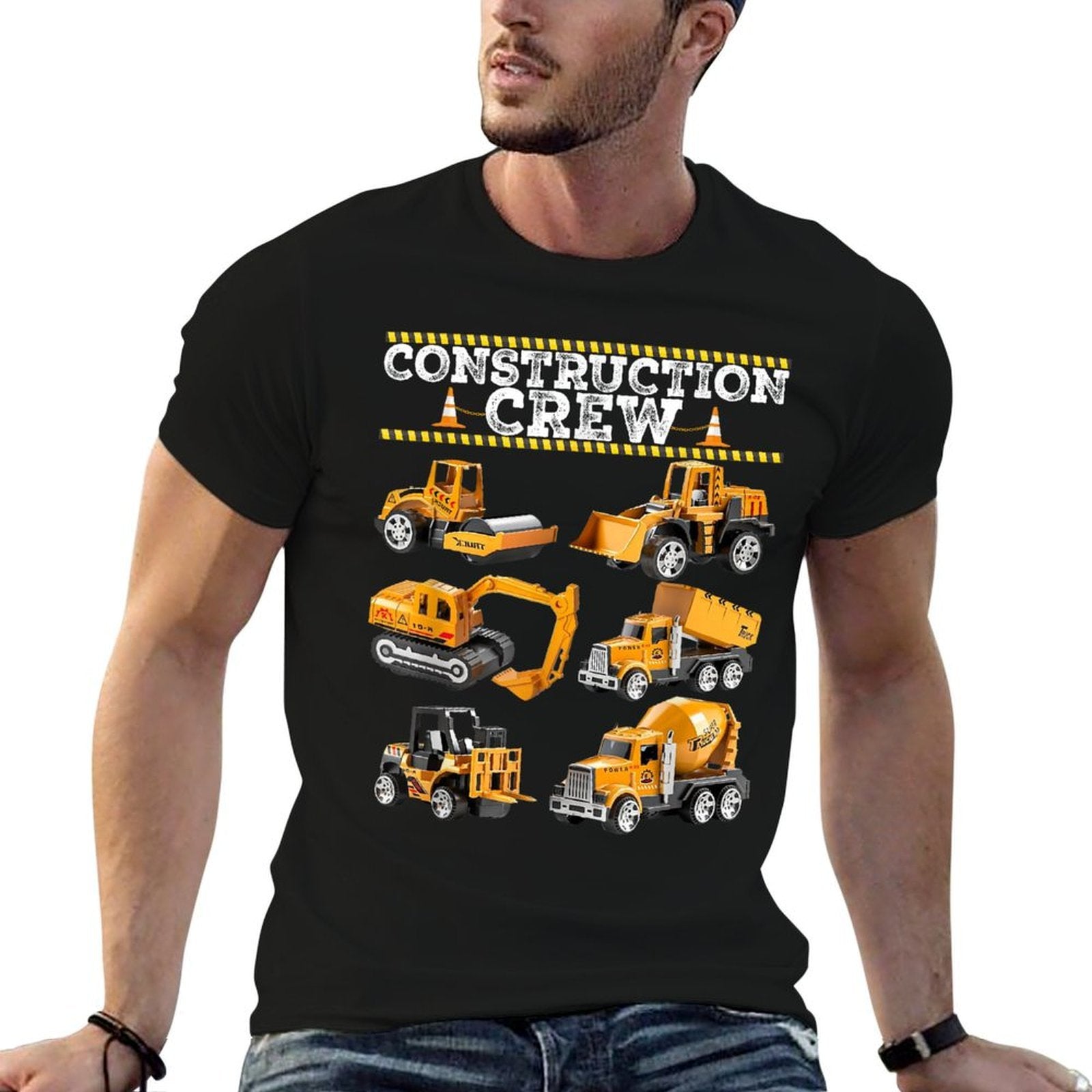 Construction Crew Worker Excavator Matching Birthday Boy  Relaxed-fit T-Shirt