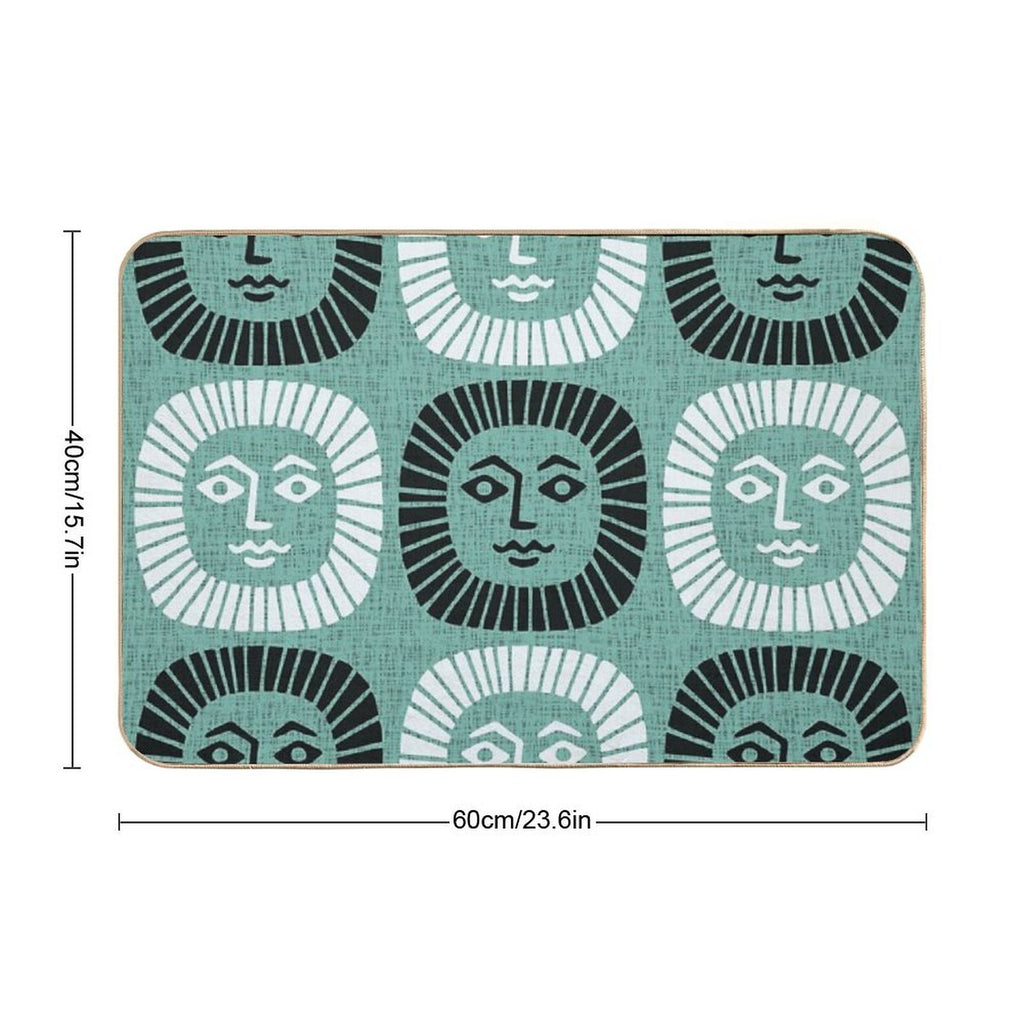 Mid Century Modern Atomic Sunburst 335 Mint Green And Black  Long-Lasting Bath Mat