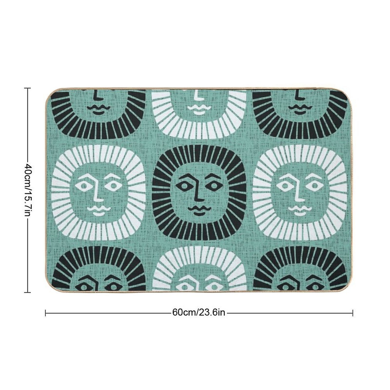 Mid Century Modern Atomic Sunburst 335 Mint Green And Black  Long-Lasting Bath Mat