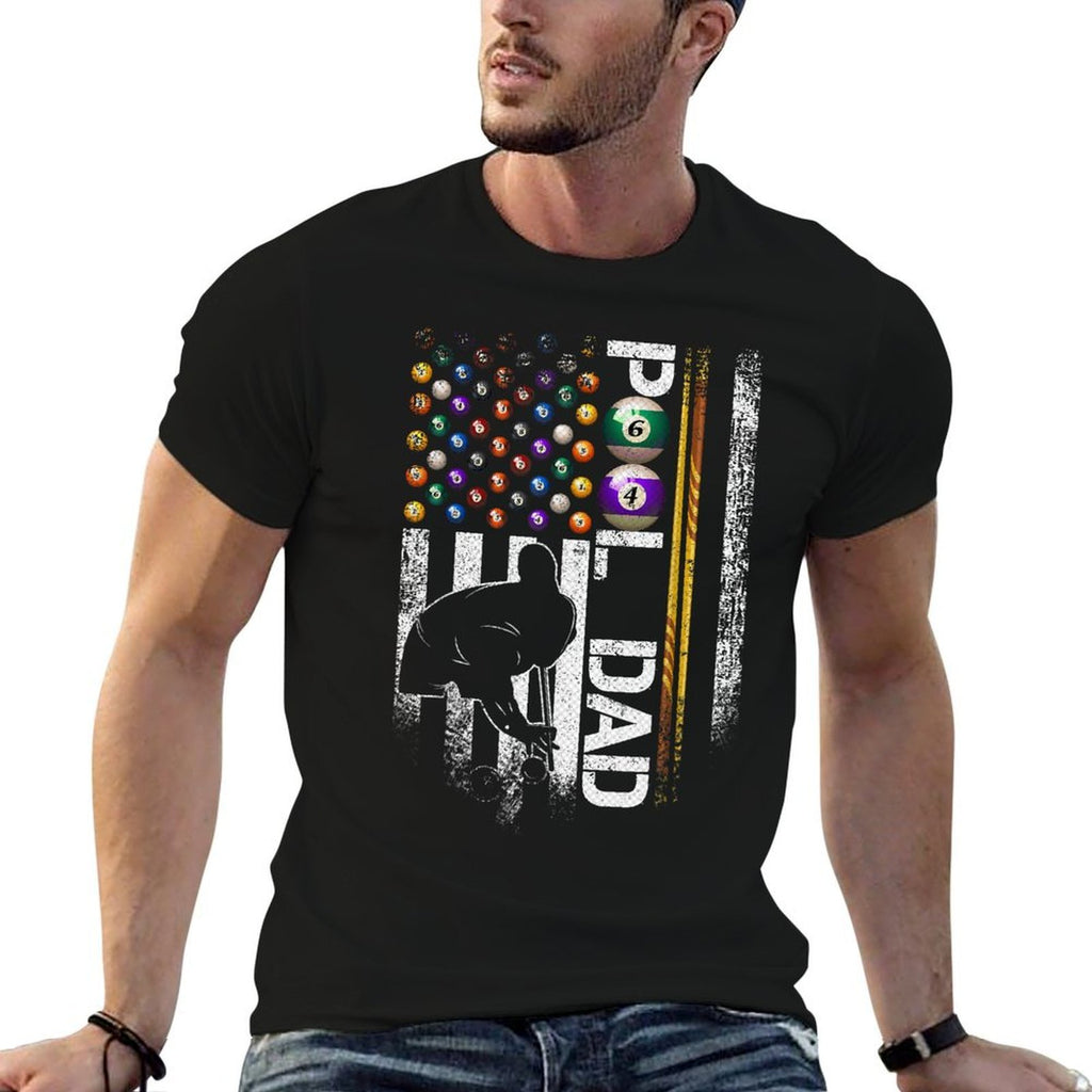 Vintage USA Billiards Player, Proud Pool Dad  Heathered Texture T-Shirt