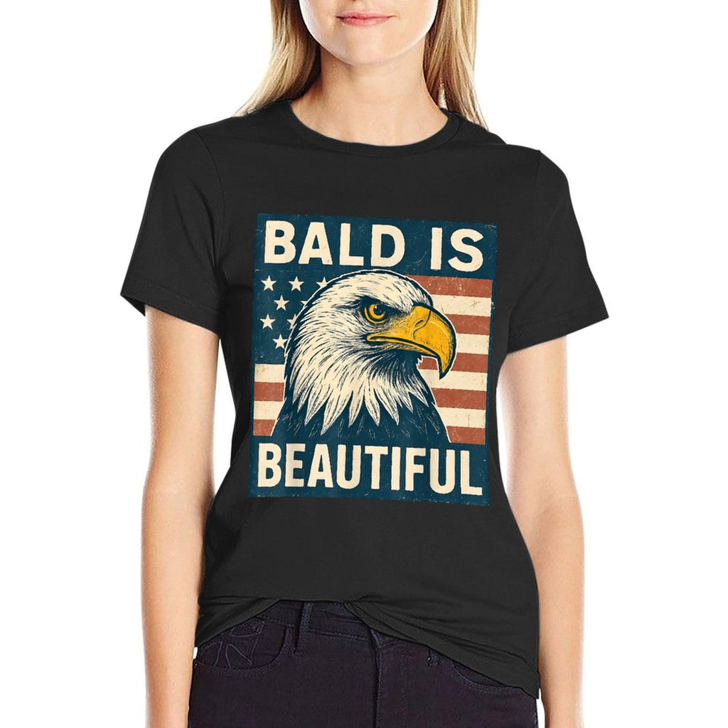 Bald Is Beautiful 4th of July American USA Bald Eagle  Oversized Silhouette T-Shirt