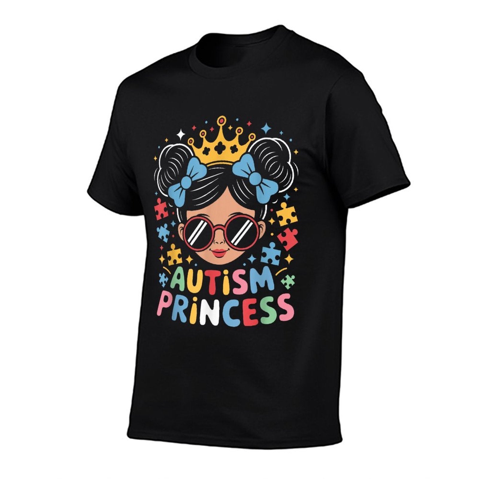 Autism Princess Afro Girls Bow Daughter Autism Awareness  Soft T-Shirt