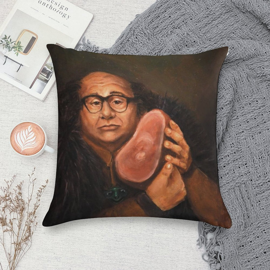 Danny Devito And His Beloved Ham Soft Short Plush Fabric Throw Pillow