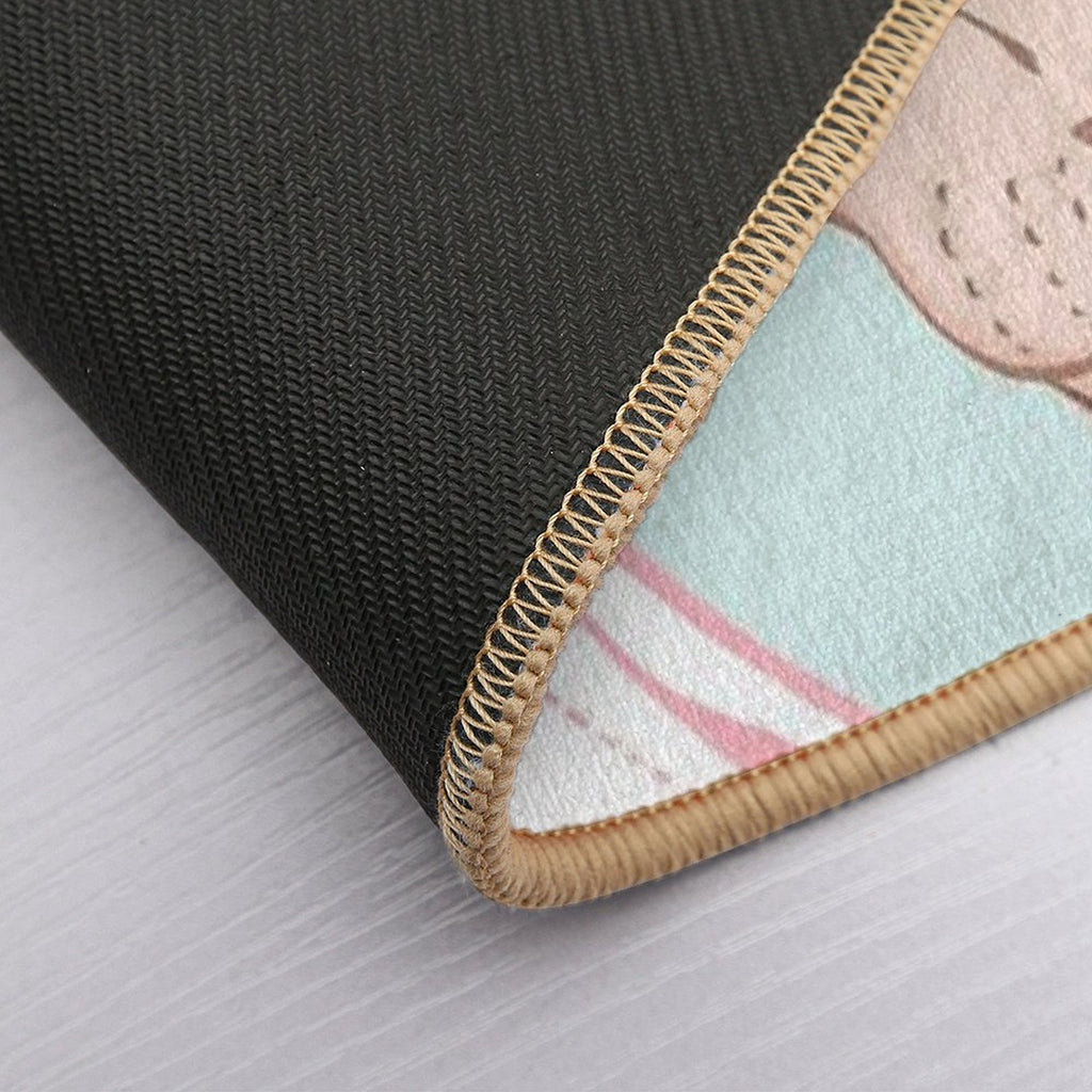 Hairless Sphynx Cat Wearing A Pink Shower Cap  Versatile Bath Mat