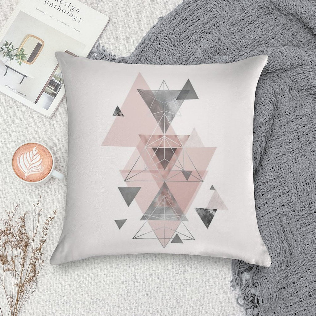 Abstract Geo in Blush Pink And Grey Soft Multiple Sizes Throw Pillow