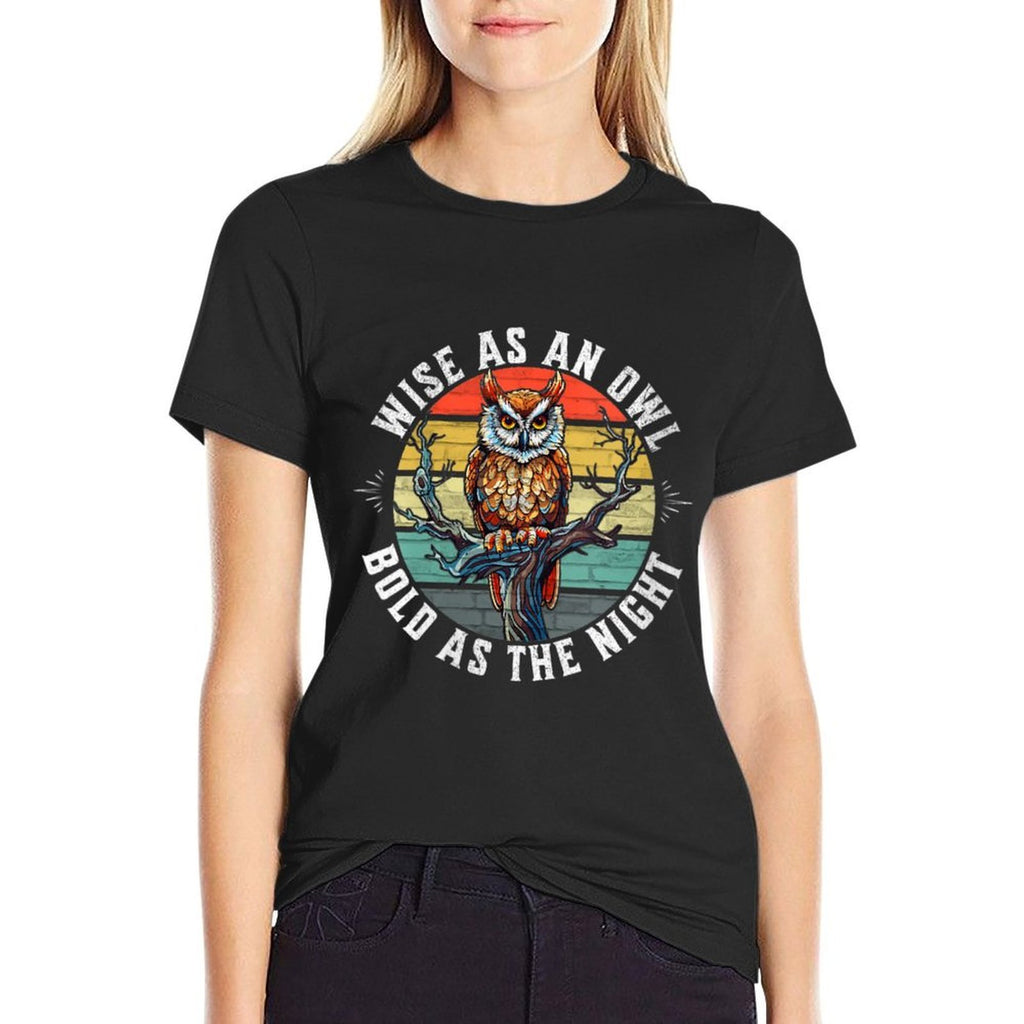 Womens Wise As An Owl Bold As The Night Twilight Majestic Wisdom  Lightweight T-Shirt