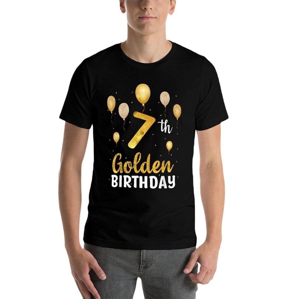 7th Golden Birthday Balloons 7 Year Old Funny B-day  Lightweight T-Shirt