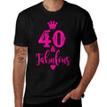 Womens Cute Pink Forty And Fabulous for Women 40th Birthday  Classic T-Shirt