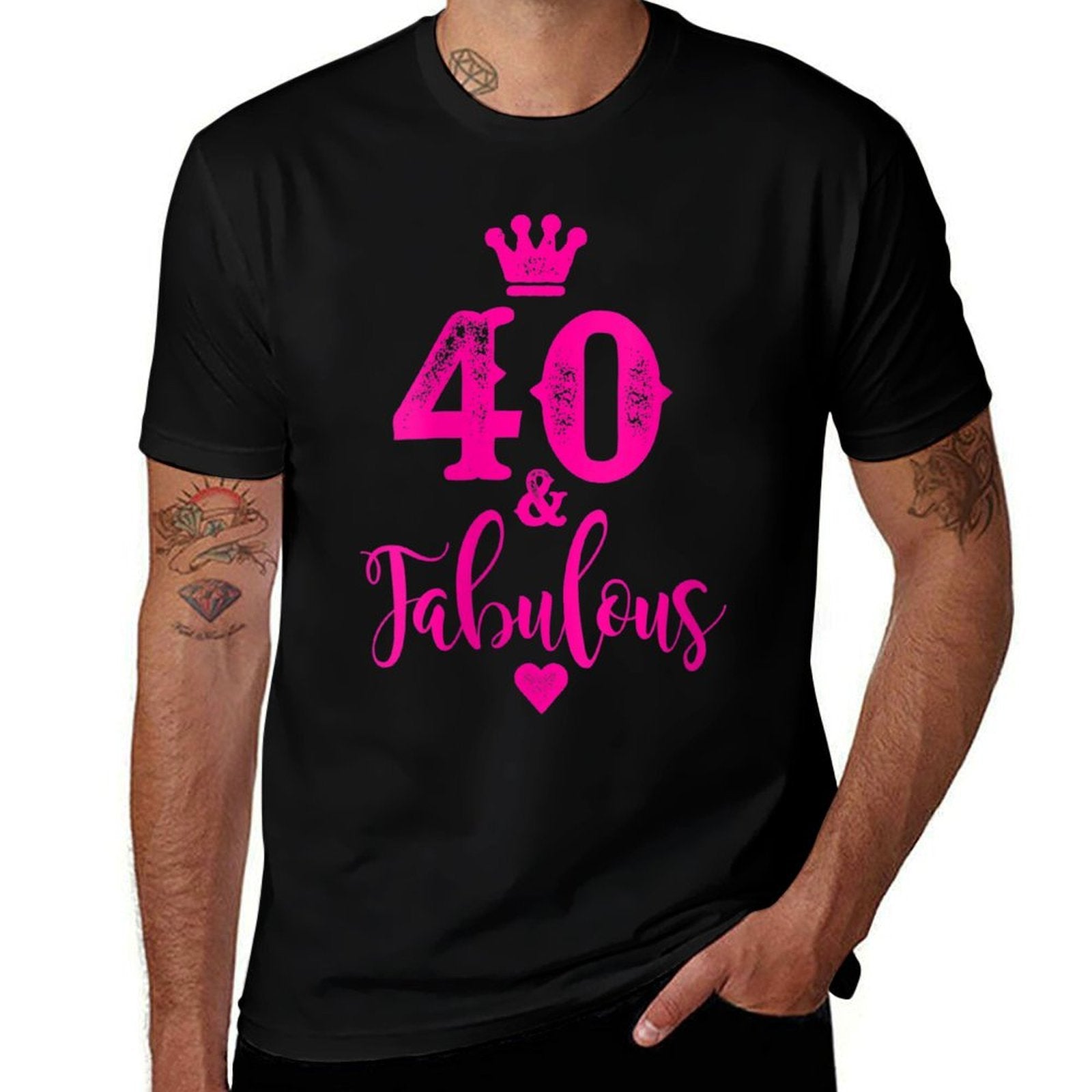 Womens Cute Pink Forty And Fabulous for Women 40th Birthday  Classic T-Shirt