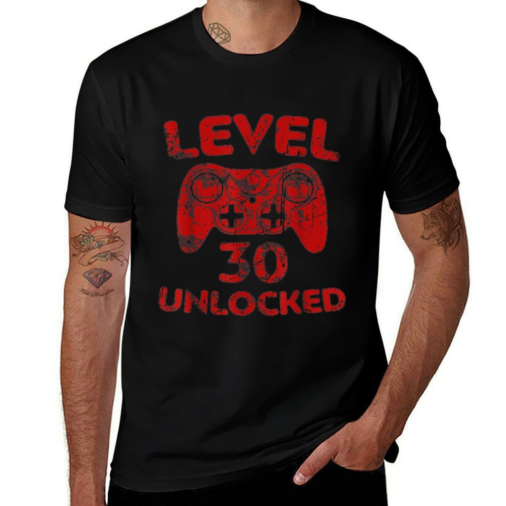 Level 30 Unlocked  Video Gamer 30th Birthday Funny Idea  Wrinkle-resistant T-Shirt