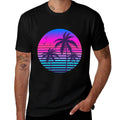 Sunset Cool Summer Vacation Men Women Beach Palm Tree  Versatile T-Shirt