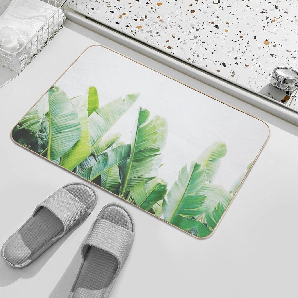Tropical Banana Leaves Durable Bath Mat