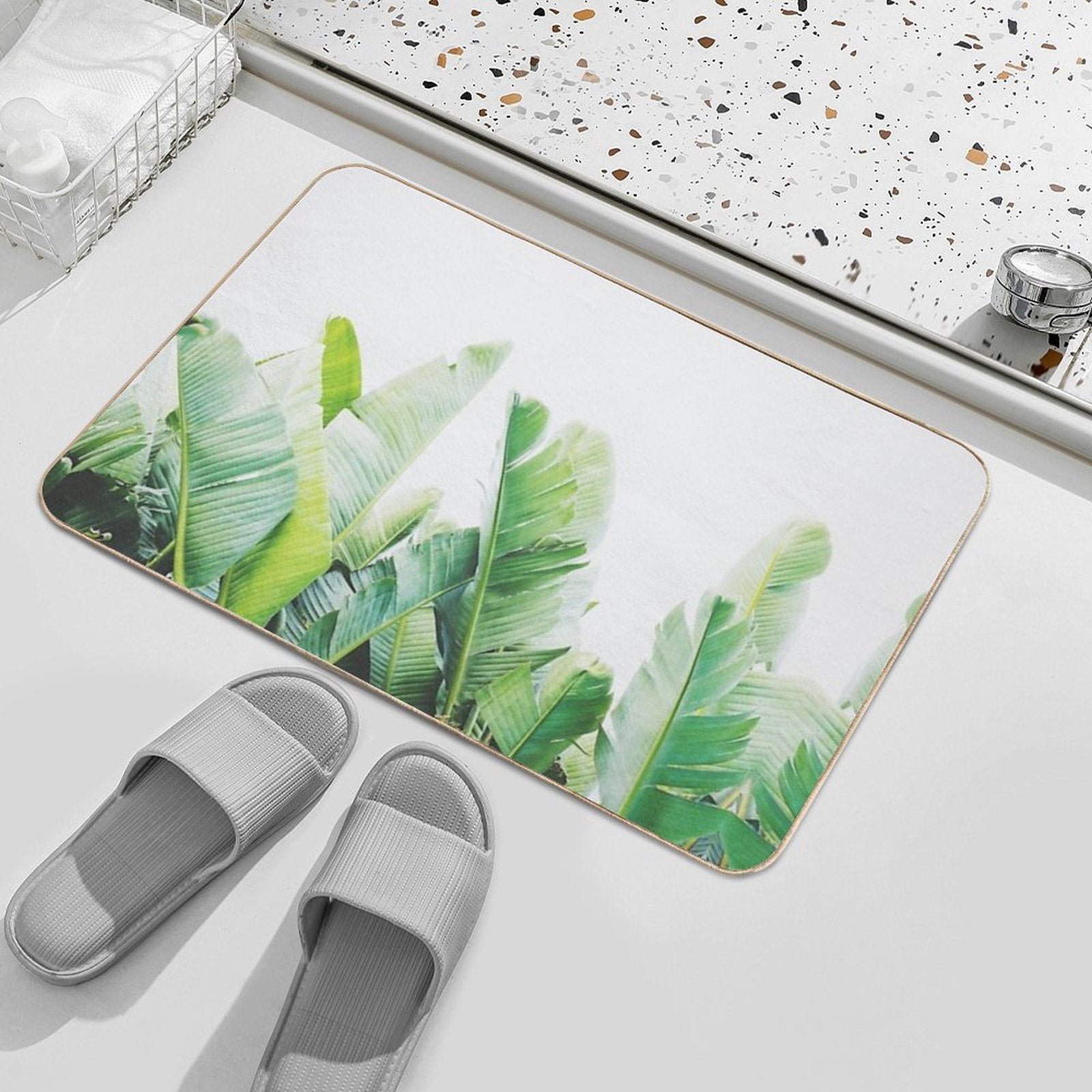 Tropical Banana Leaves Durable Bath Mat