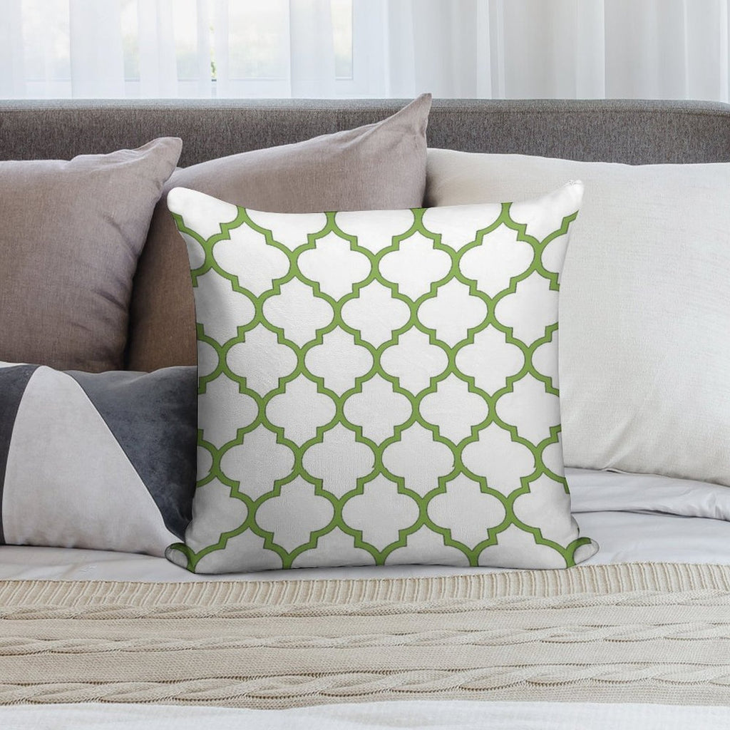 PANTONE COLOUR OF THE YEAR 2017 GREENERY DOMES QUATREFOIL GEOMETRIC PATTERN BY OZCUSHIONSTOO Soft Gift Ready Throw Pillow