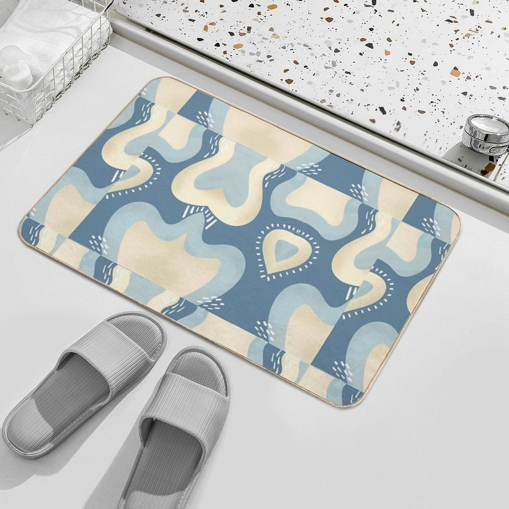 BLUE GOLD OCEANIC ABSTRACT Durable Bath Mat