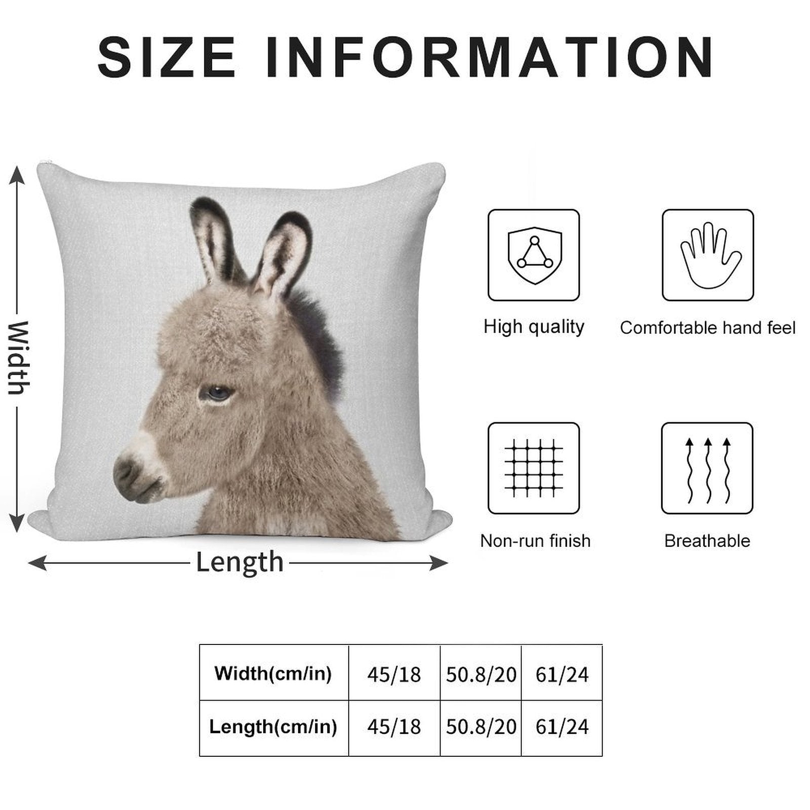 Donkey - Colorful Soft Home Decor Throw Pillow
