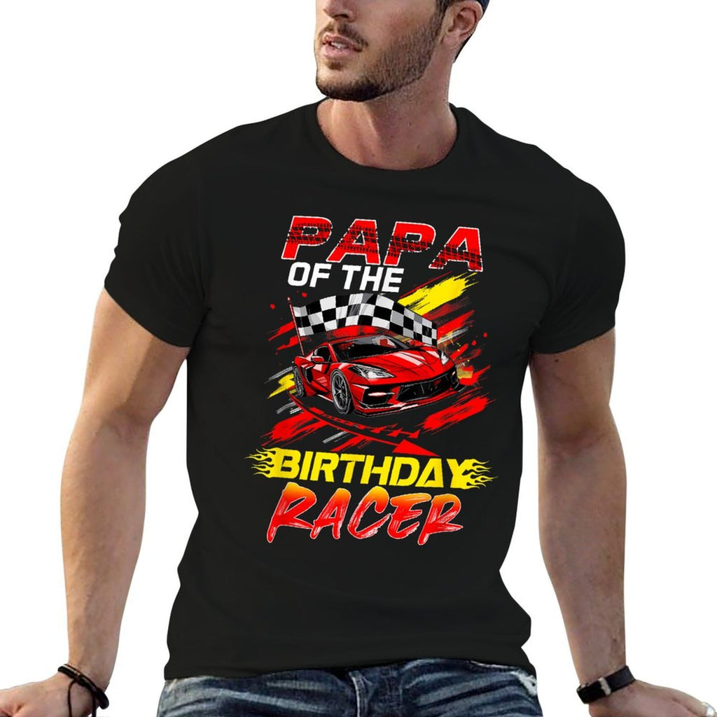 Papa Of The Birthday Racer Race Car Party Family Matching  Stretchy T-Shirt