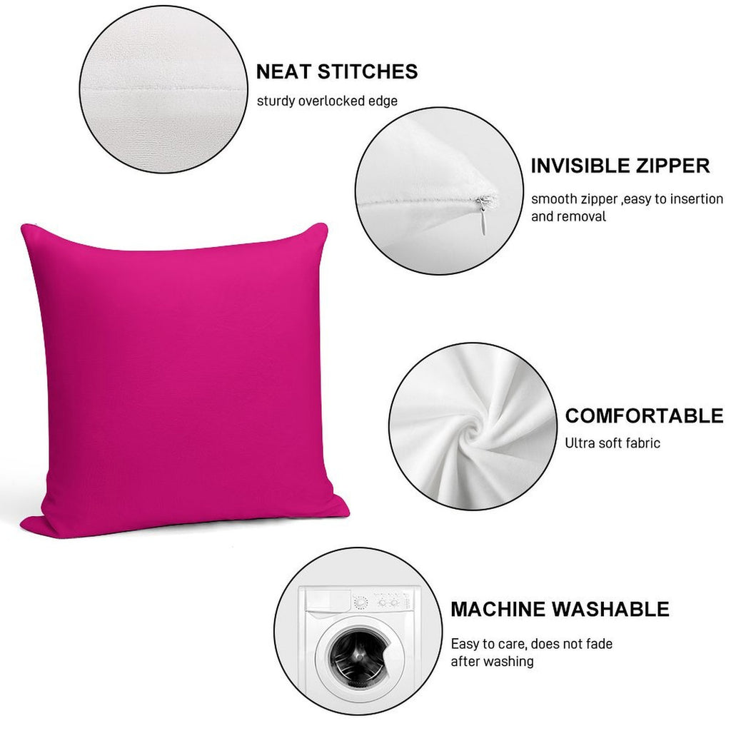Hot Pink Fuchsia Solid Color Decor Soft Durable Construction Throw Pillow
