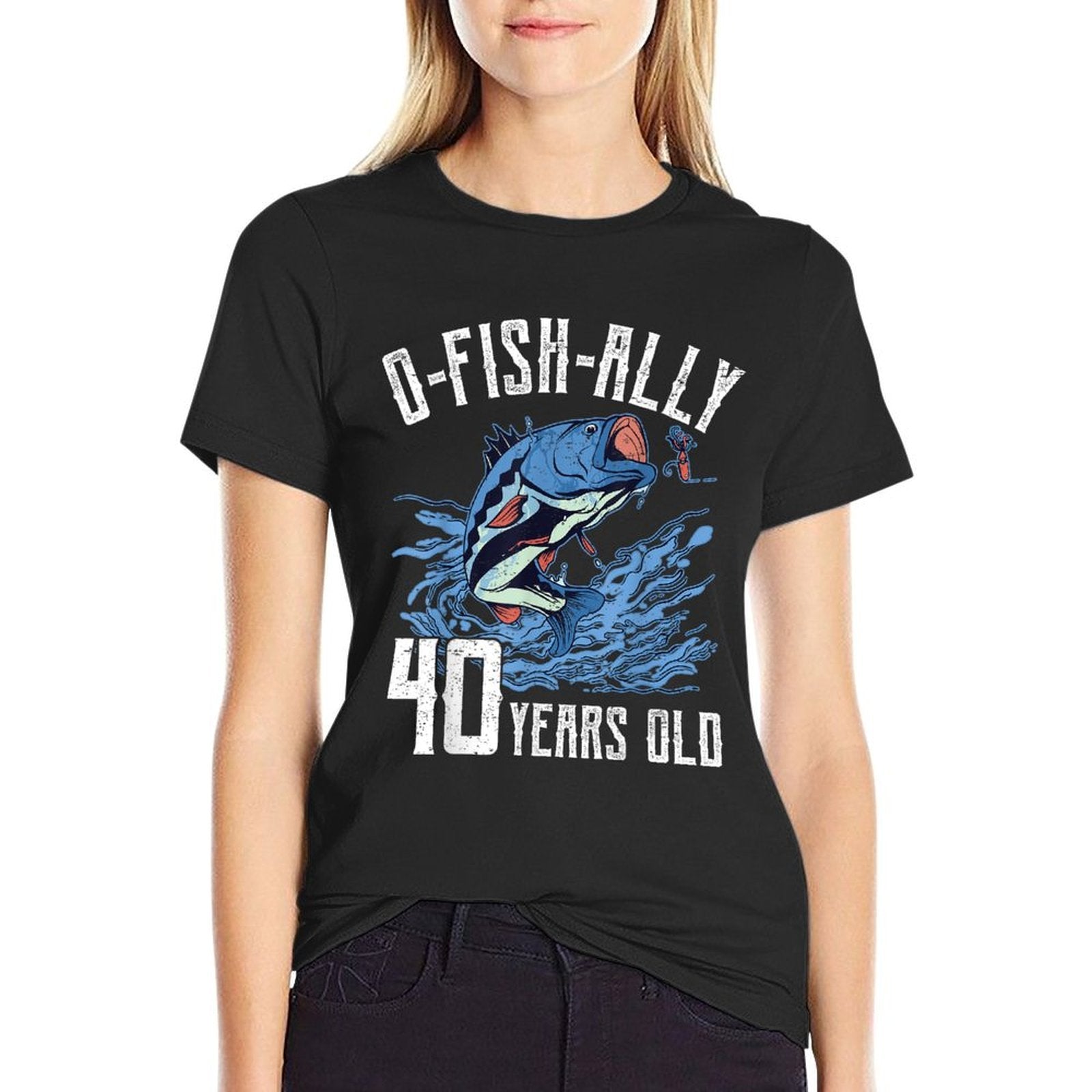 Fishing 40th Birthday - O-Fish-Ally 40 Year Old Angler  Graphic-printed T-Shirt