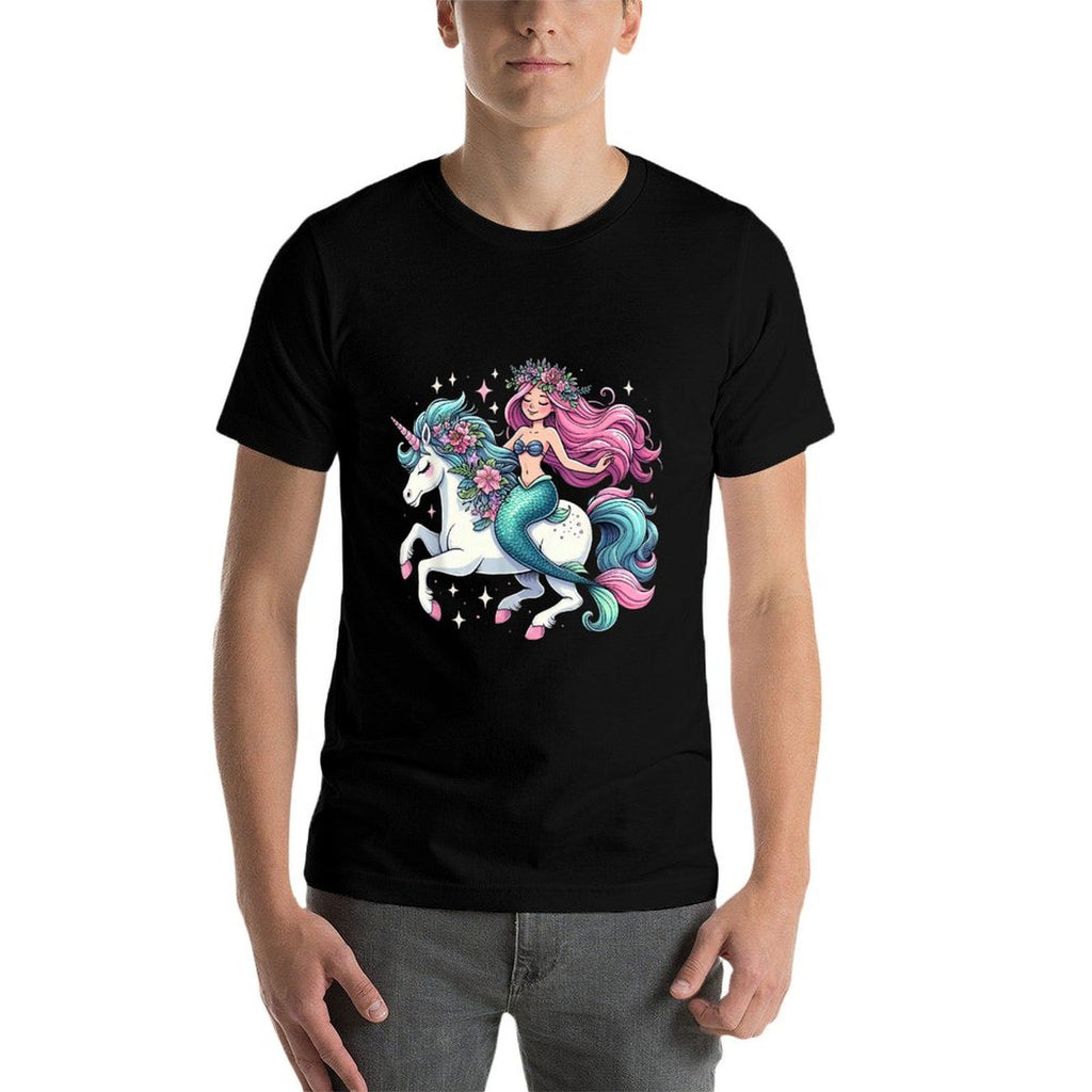Mermaid Riding A Unicorn Boys Girls Men Women Kids Adults  Classic T-Shirt