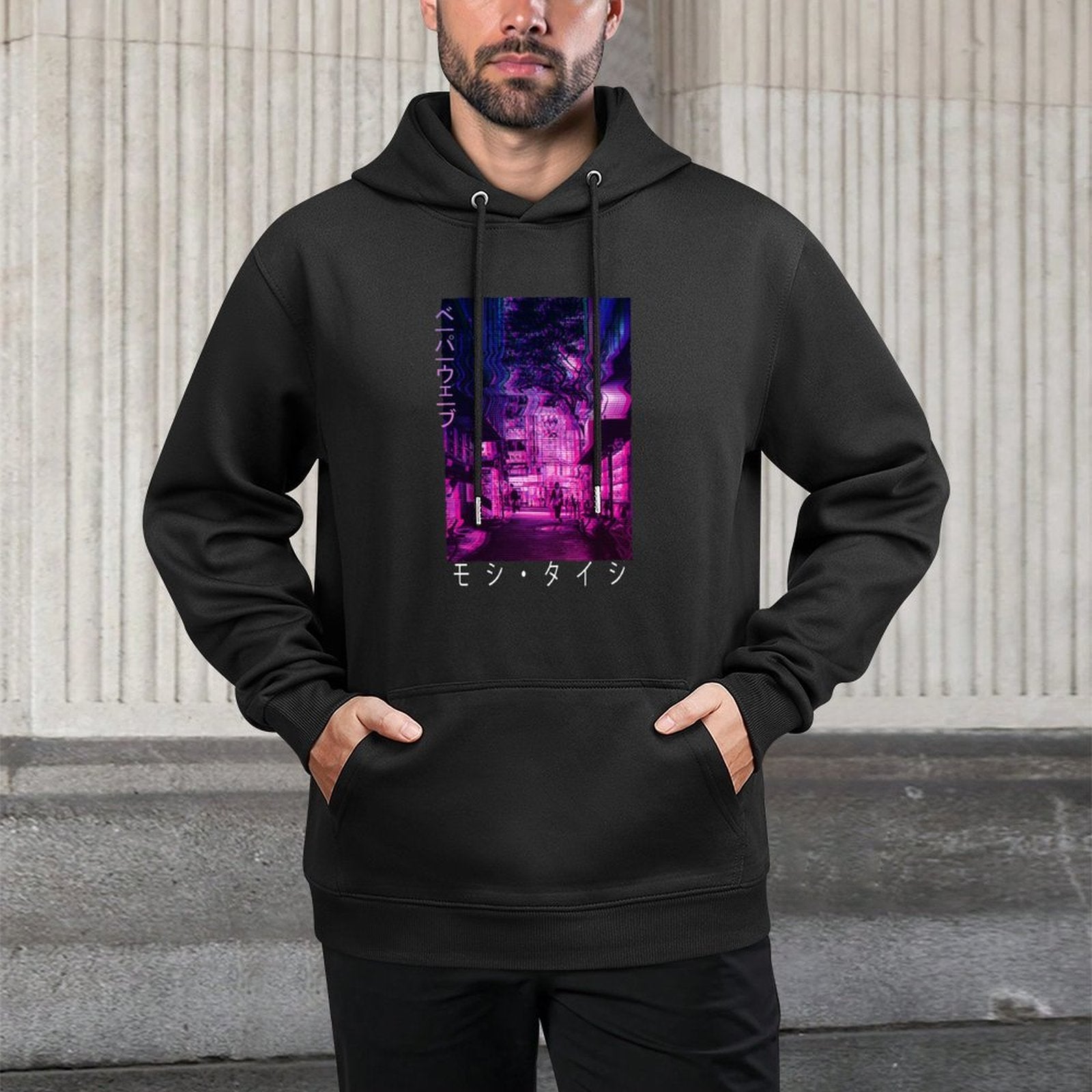 Vaporwave Aesthetic Japan Style 80s 90s Tokyo Osaka Adjustable Hood Hoodie