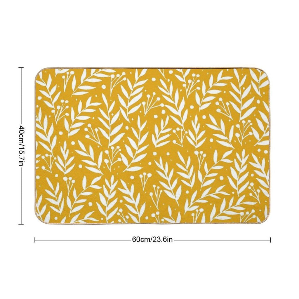 Cute Branches - Yellow Ochre  Pet-Safe Bath Mat