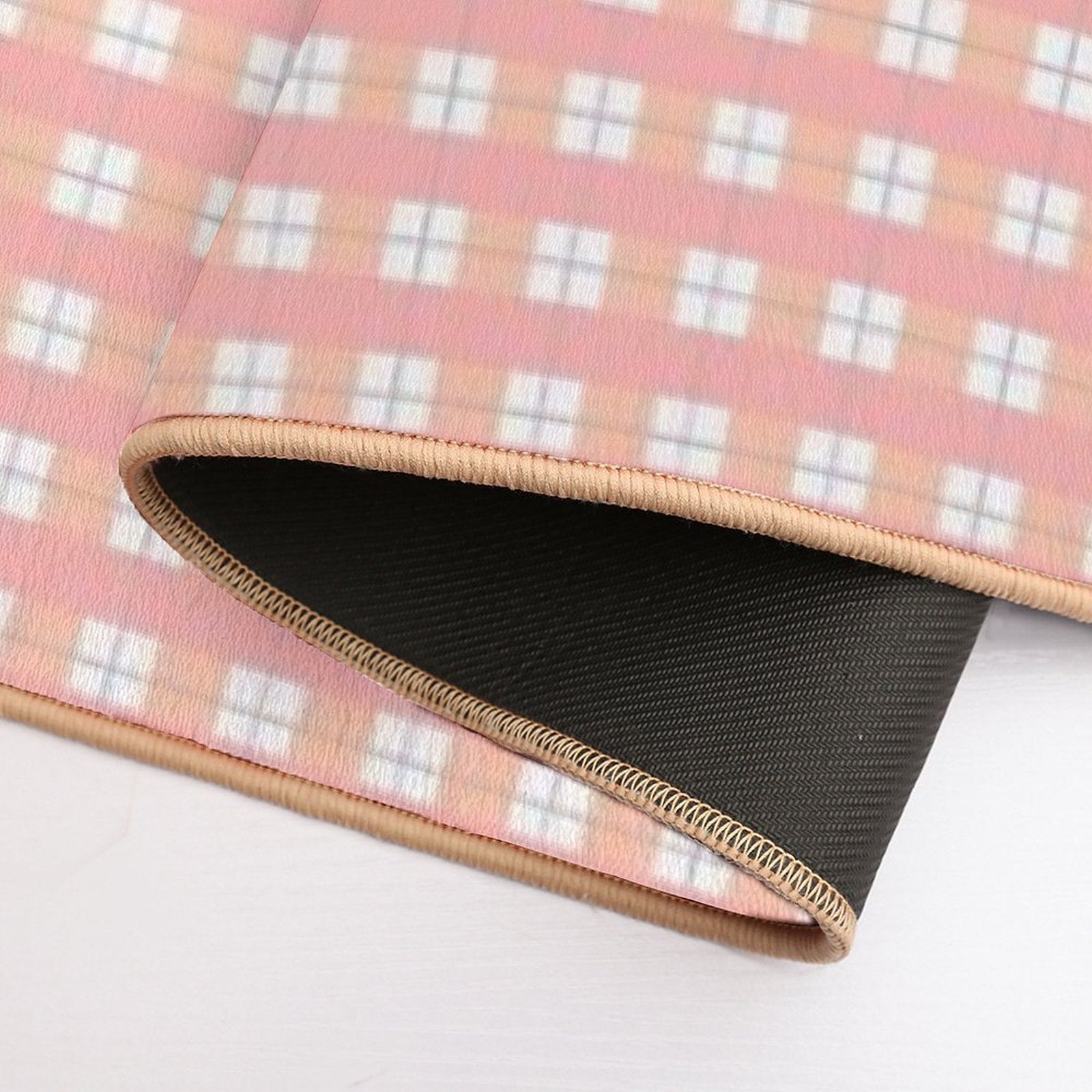 Cottage Plaid (peachy)  Anti-Trip Bath Mat