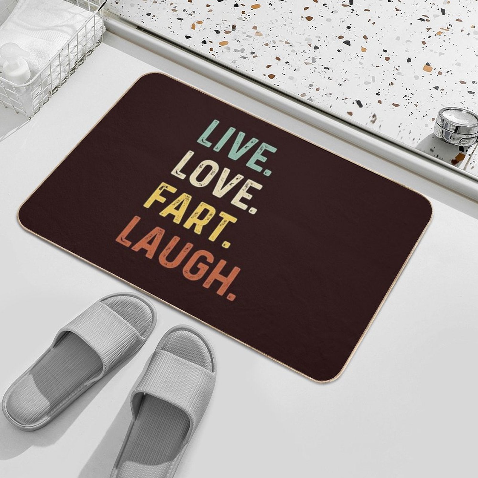 Live Love Fart Laugh Retro Vintage Funny Gift  Anti-Trip Bath Mat