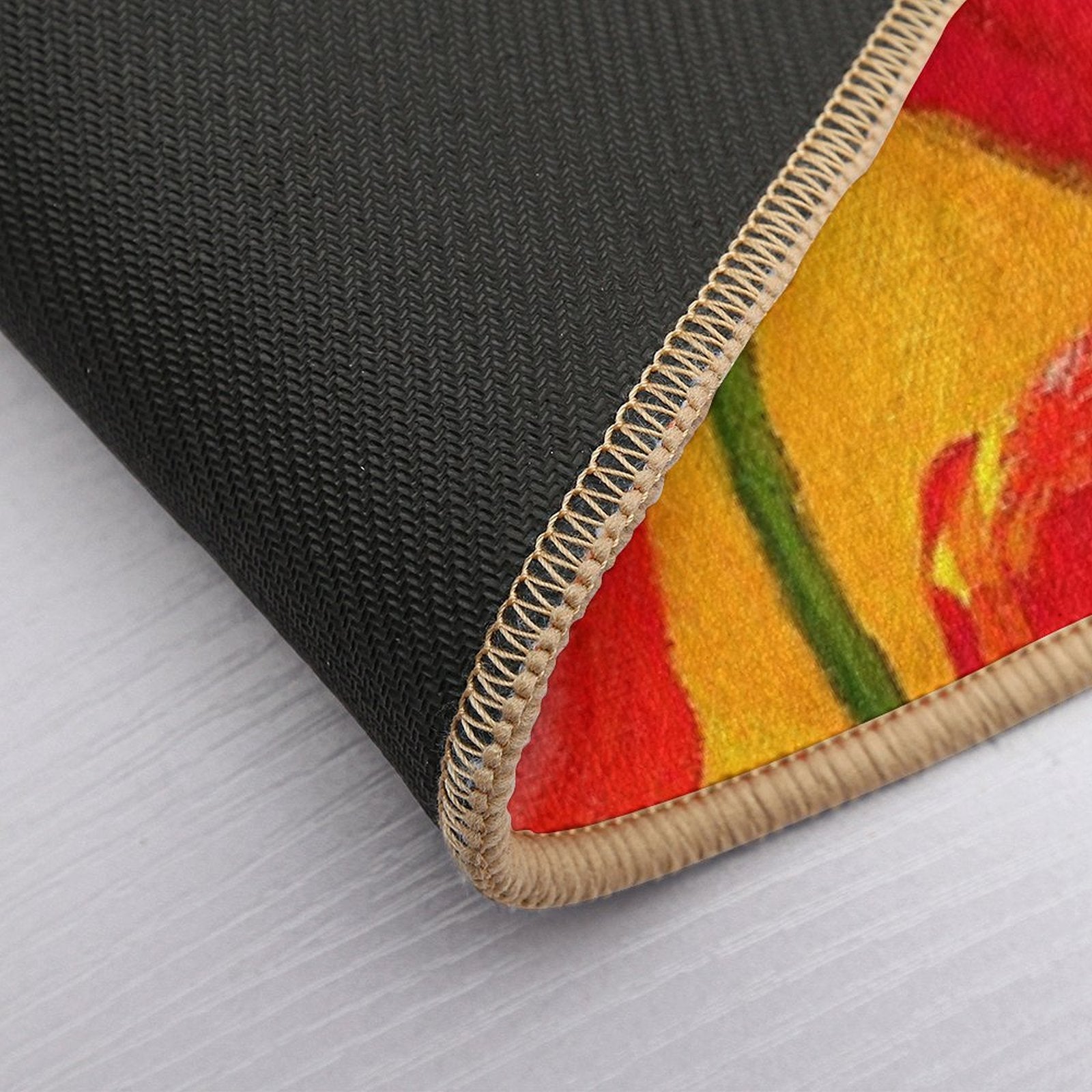 Red Floral Burnt Orange Autumn Pattern  Easy To Clean Bath Mat