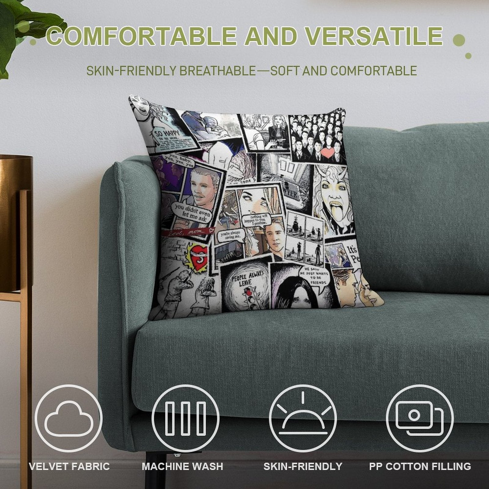 Peyton's Artwork Collage Soft Reinforced Edging Throw Pillow