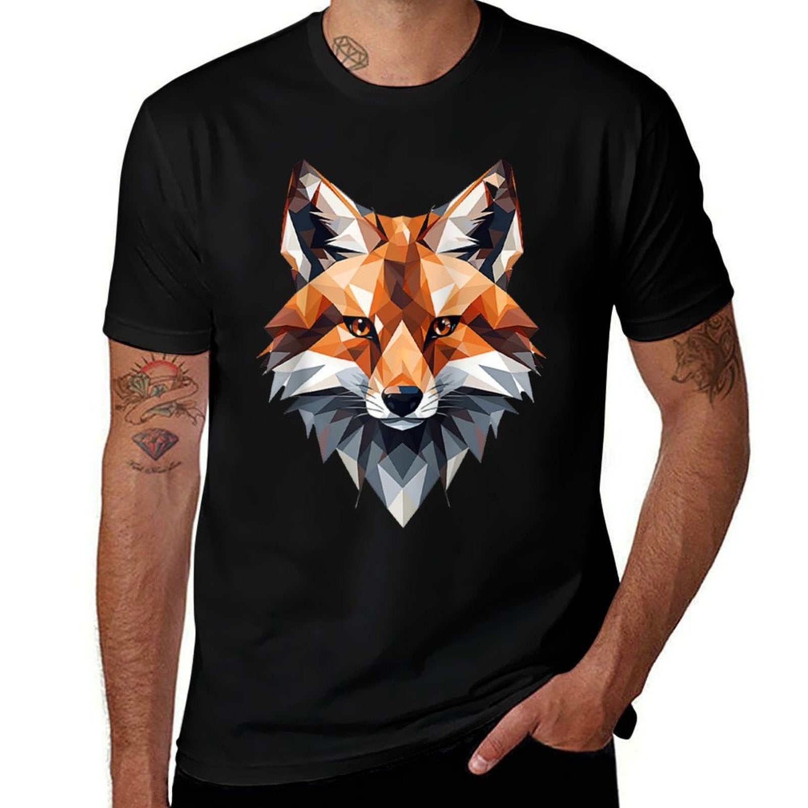 Twilight Rhombus Fox Raglan Baseball  Affordable Price T-Shirt