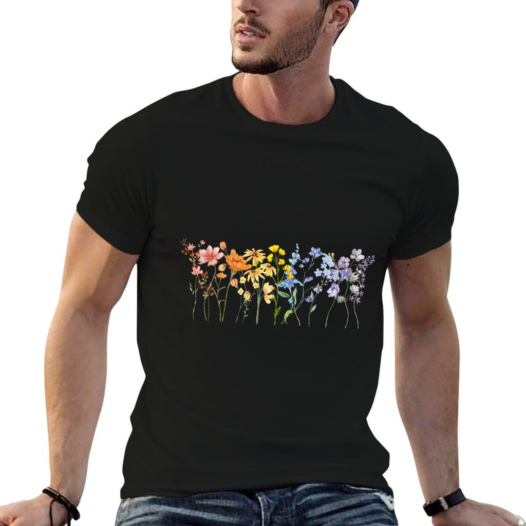 Womens Gay Pride Subtle Wildflowers LGBTQ Month Rainbow Flowers  Oversized Silhouette T-Shirt