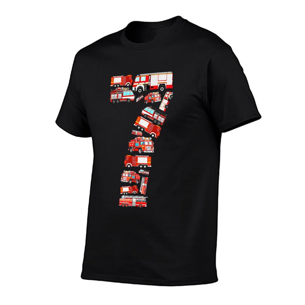 Fire Truck, 7th Birthday Boy, 7 Year Old Toddler Firefighter  Lightweight T-Shirt