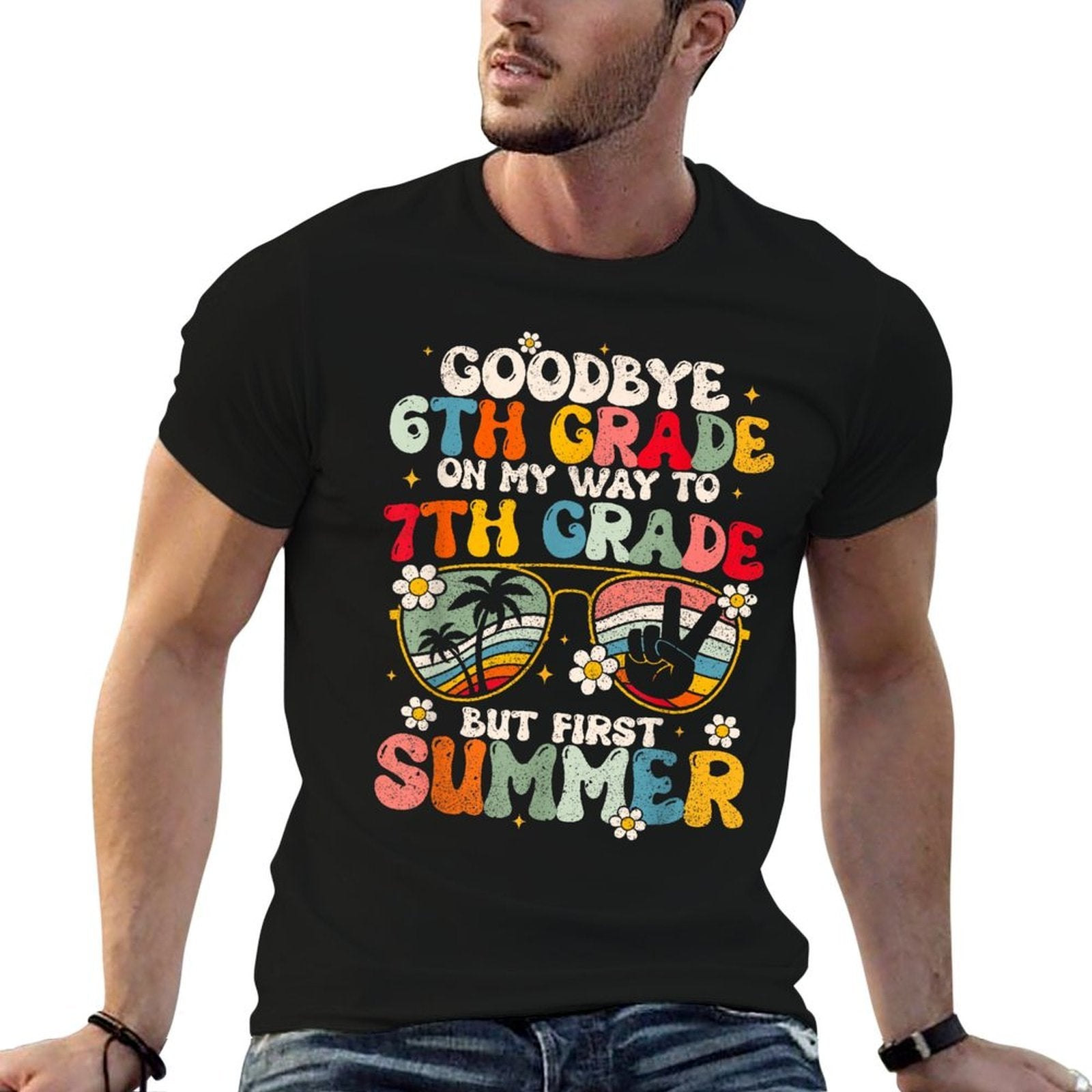 Goodbye 6th Grade Graduation To 7th Grade Hello Summer Kids Comfortable T-Shirt