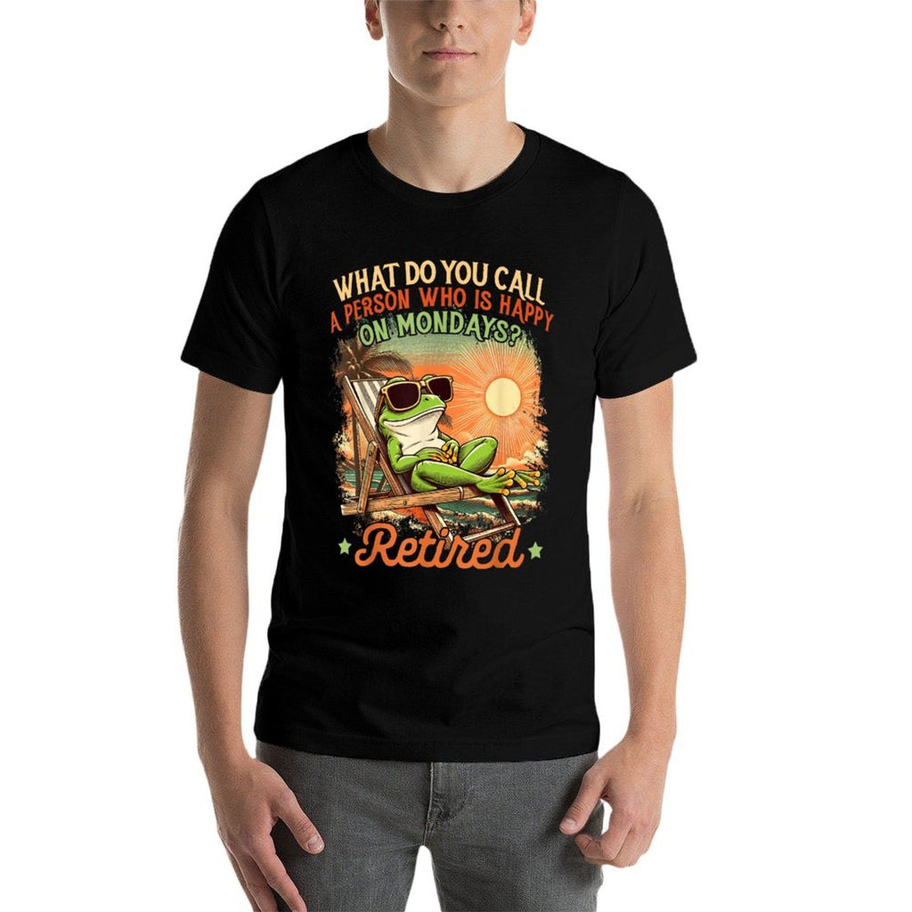 Retired Coworker Frog Retirement Who Is Happy On Mondays  Oversized Silhouette T-Shirt