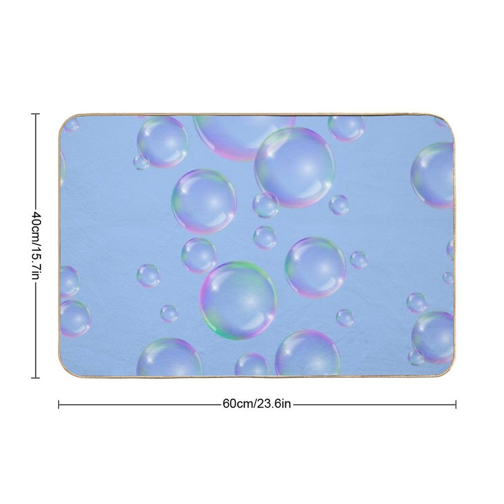 Colorful Bubbles Pattern - Light Blue Background  Repositionable Bath Mat