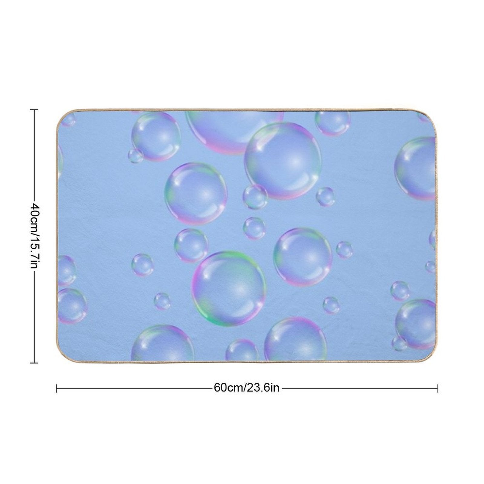 Colorful Bubbles Pattern - Light Blue Background  Repositionable Bath Mat